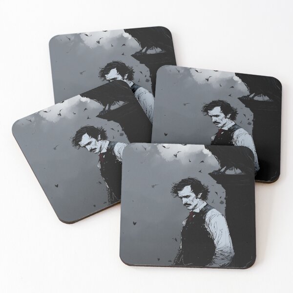 Item preview, Melancholy Poet and Raven in a Stormy Gothic Scene designed and sold by Skolyak.