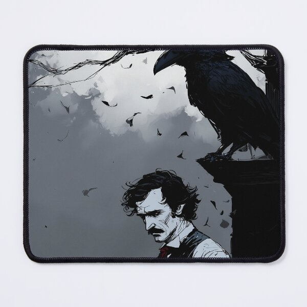 Item preview, Melancholy Poet and Raven in a Stormy Gothic Scene designed and sold by Skolyak.