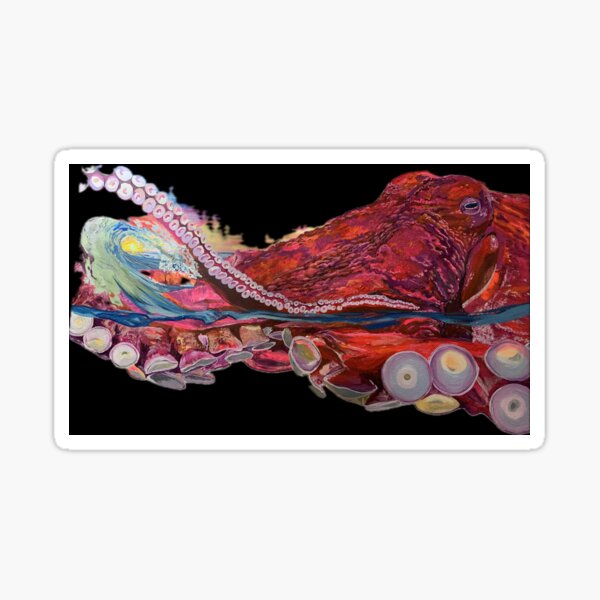 Item preview, Kraken Rising octopus acrylic painting mixed media surrealism designed and sold by ArtByAMReisig.