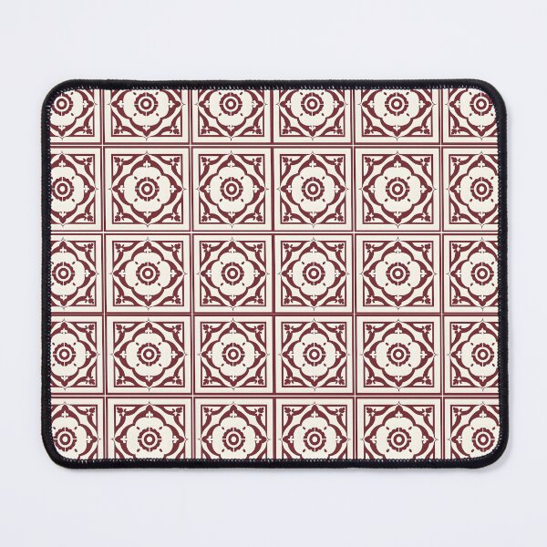 Item preview, Vintage Floral Tile A-Line Dress – Mediterranean Burgundy and Cream Pattern designed and sold by FestivityFinds.