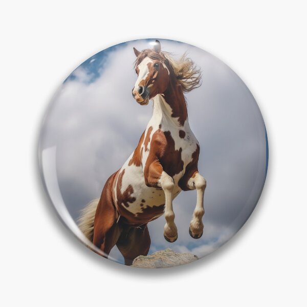 Item preview, Pinto Paint Stallion Horse Rearing on Mountain top designed and sold by CritterWisdom.