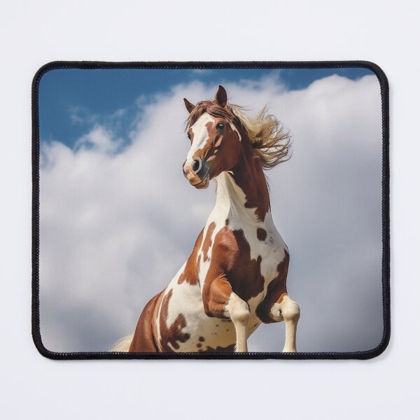 Item preview, Pinto Paint Stallion Horse Rearing on Mountain top designed and sold by CritterWisdom.