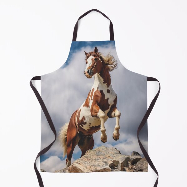 Item preview, Pinto Paint Stallion Horse Rearing on Mountain top designed and sold by CritterWisdom.