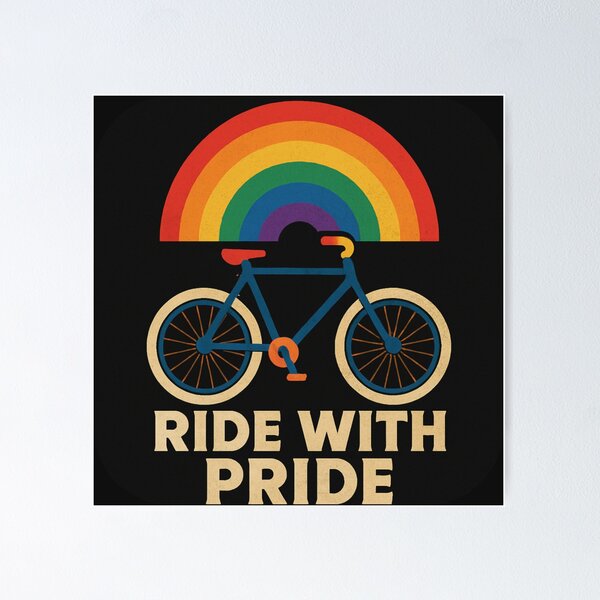 Item preview, Ride With Pride – Retro Rainbow Bike Design designed and sold by rarebeasts.