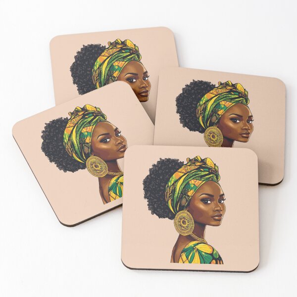 Item preview, Elegant African Woman in Vibrant Headwrap designed and sold by Myra365Art.