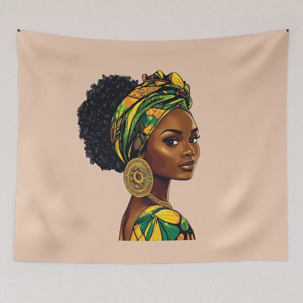 Item preview, Elegant African Woman in Vibrant Headwrap designed and sold by Myra365Art.