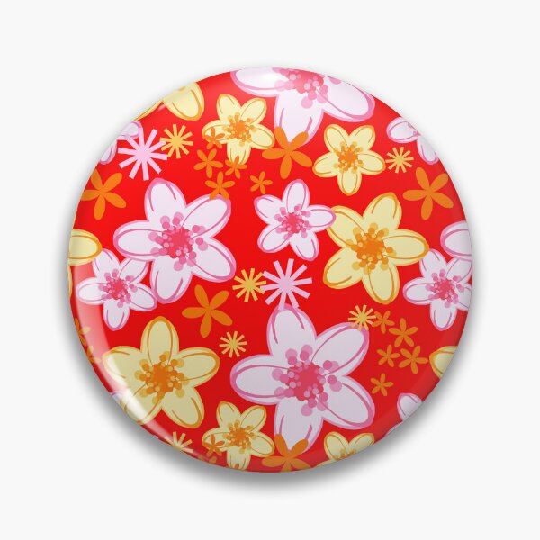 Item preview, Yellow Floral on Red Fabric Pattern Seamless Repeat designed and sold by Sharon Schwalbe.