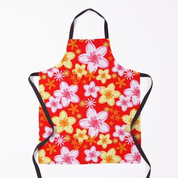 Item preview, Yellow Floral on Red Fabric Pattern Seamless Repeat designed and sold by Sharon Schwalbe.