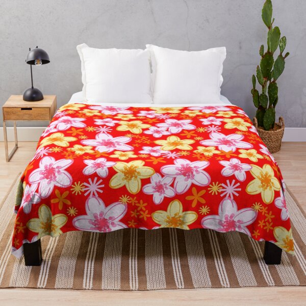 Item preview, Yellow Floral on Red Fabric Pattern Seamless Repeat designed and sold by Sharon Schwalbe.