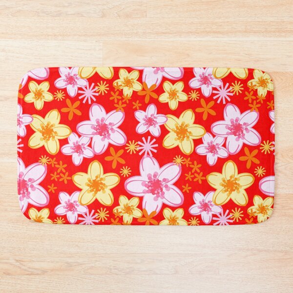 Item preview, Yellow Floral on Red Fabric Pattern Seamless Repeat designed and sold by Sharon Schwalbe.