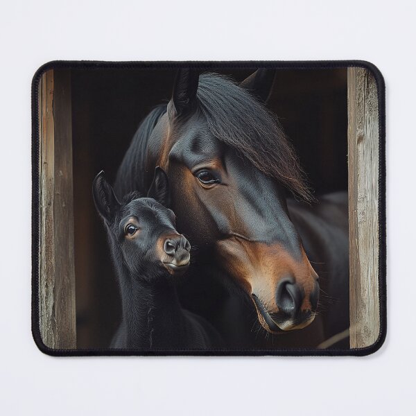 Item preview, Bay Mare with Colt in Old Barn Window designed and sold by CritterWisdom.