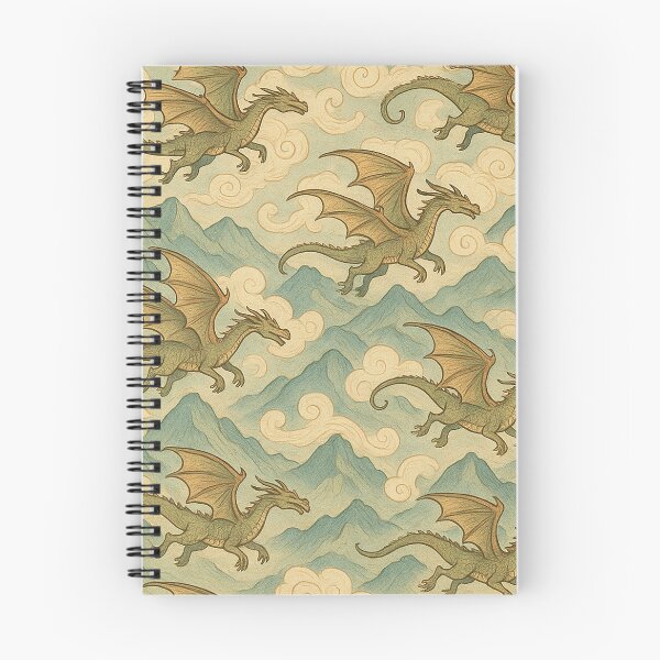 Item preview, Whimsical Dragons Green Mountains and Clouds designed and sold by alw951.