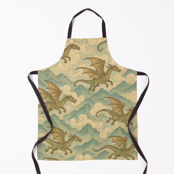 Item preview, Whimsical Dragons Green Mountains and Clouds designed and sold by alw951.