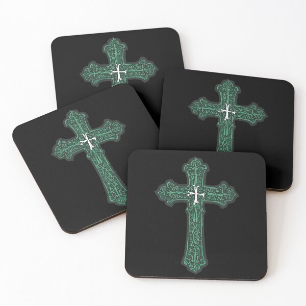 Item preview, Medieval Green Cross – Ornate Christian Symbol in Gothic Style designed and sold by The Enchanted Treasury.
