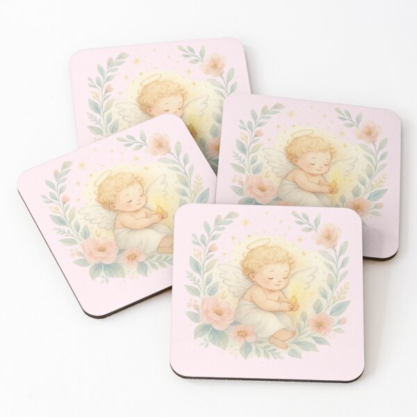 Item preview, Watched Over by Angels – Cherub in Blush Garden Light designed and sold by GardenReign.