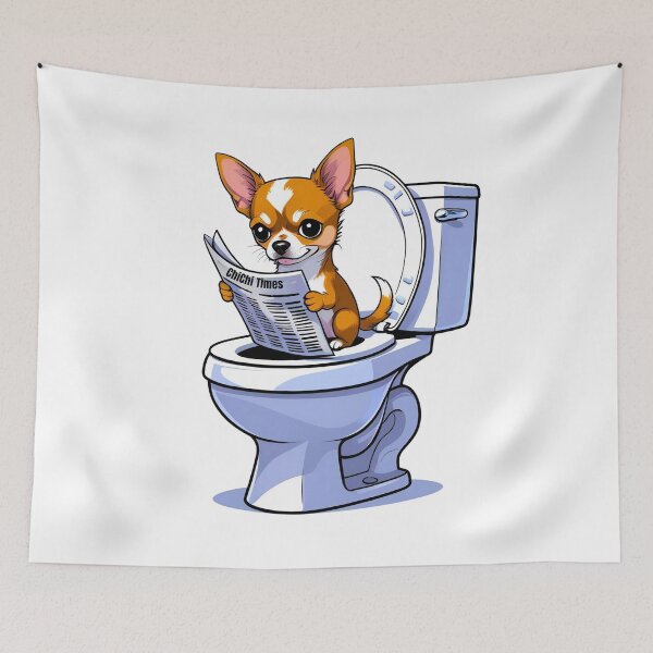 Item preview, Funny Chihuahua Cartoon – Toilet Time with Attitude designed and sold by Fredster1966.