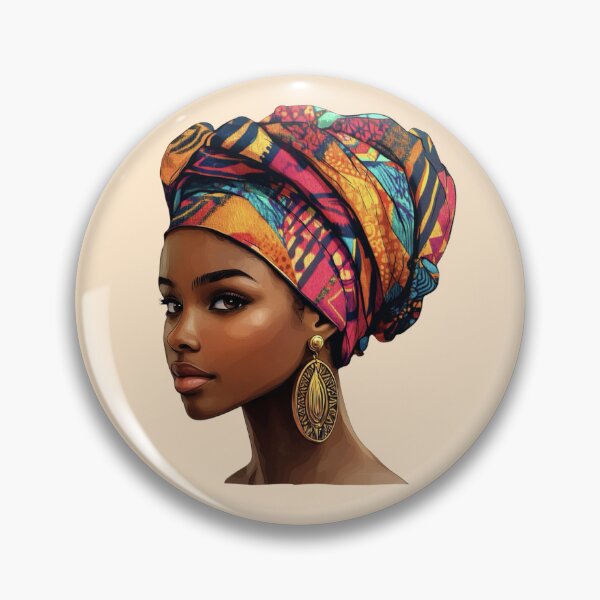 Item preview, African Woman in Vibrant Headwrap designed and sold by Myra365Art.