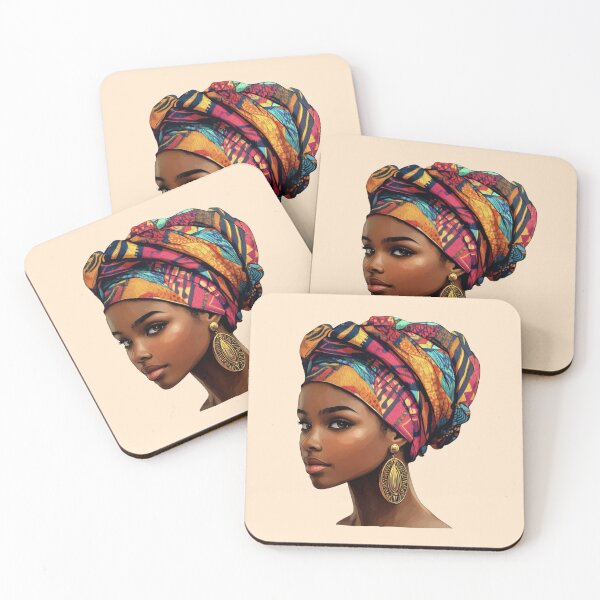 Item preview, African Woman in Vibrant Headwrap designed and sold by Myra365Art.