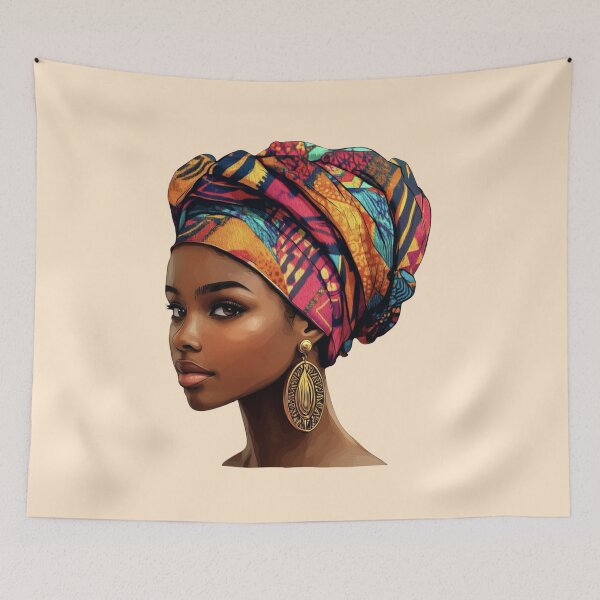 Item preview, African Woman in Vibrant Headwrap designed and sold by Myra365Art.