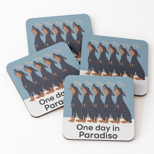 Item preview, One Day in Paradiso – Howling Doberman Angels Dog Heaven Art designed and sold by PetSoulPrints.
