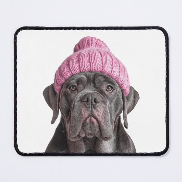 Item preview, Cozy Neapolitan Mastiff dog Wearing Pink Winter Hat Trendy Animal Fashion Artwork designed and sold by LazyOwlStore.