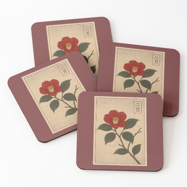 Item preview, Red Camellia in February – Japanese Woodblock Flower Print (Tsubaki) designed and sold by Planthem.