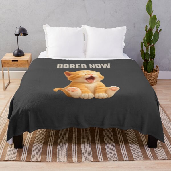 Item preview, Yawning Orange Kitten with “Bored Now” Funny Cat Art designed and sold by iamwonderkitty.