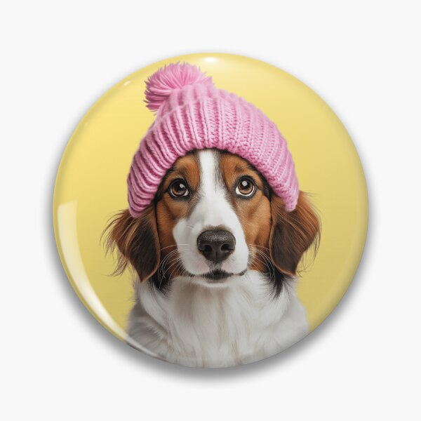 Item preview, Cozy Kooikerhondje dog Wearing Pink Winter Hat Trendy Animal Fashion Artwork designed and sold by LazyOwlStore.