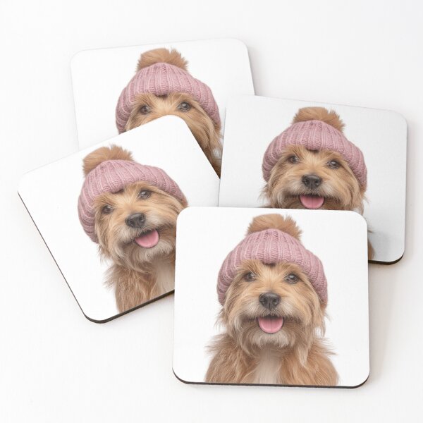 Item preview, Cozy Norfolk Terrier dog Wearing Pink Winter Hat Trendy Animal Fashion Artwork designed and sold by LazyOwlStore.