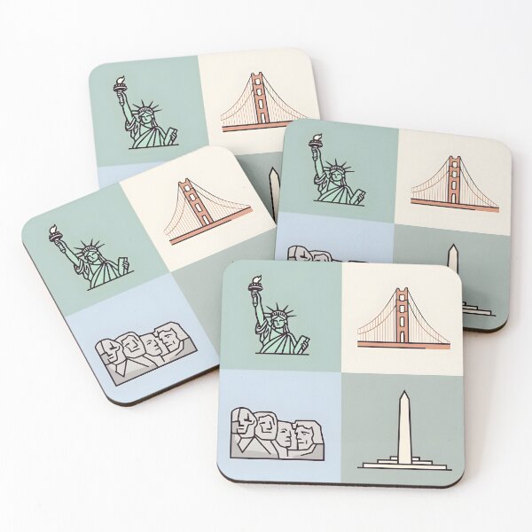 Item preview, Minimalist American Landmarks – Modern USA Icons iPhone Case designed and sold by FestivityFinds.