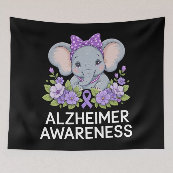 Item preview, Elephant Alzheimer's Awareness Purple Floral designed and sold by brynatshop.