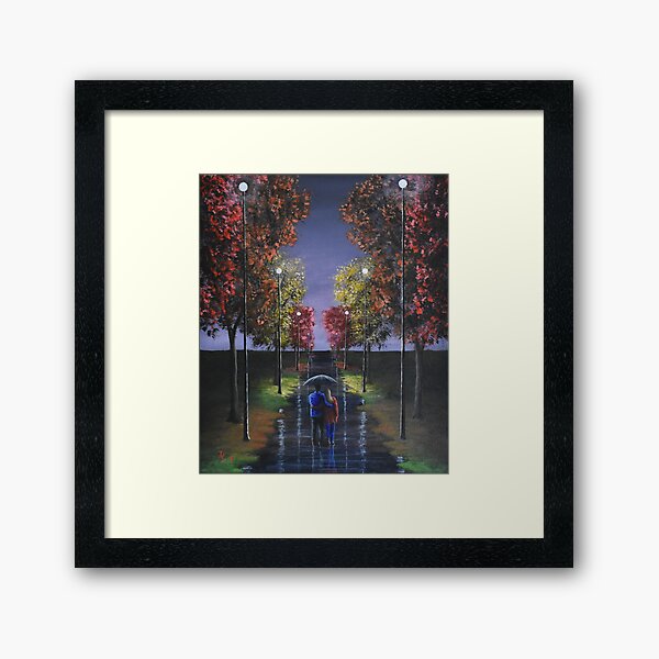 "Evening Walk in the Rain" Framed Art Print