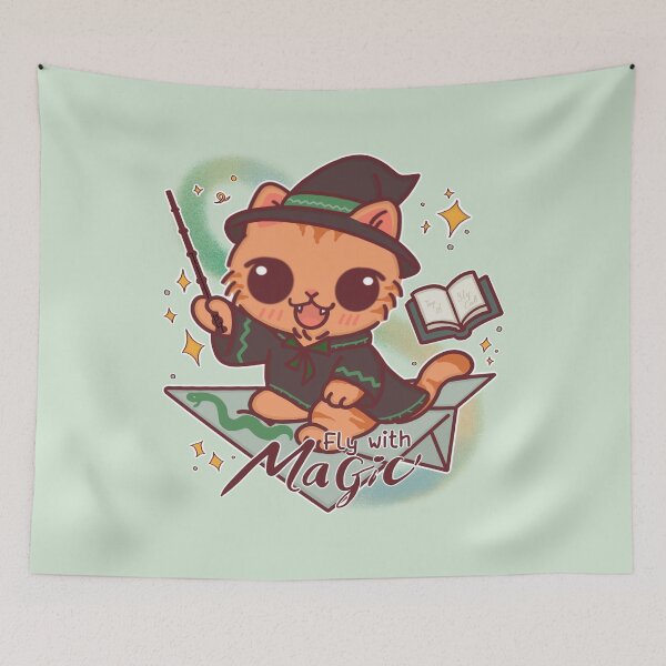 Item preview, Fly With Magic – Ambitious Wizard Cat in Paper Plane designed and sold by BGMeYou.