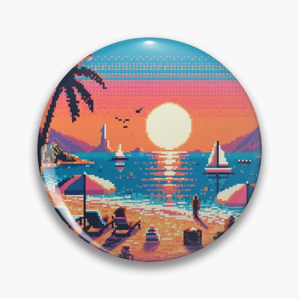 Artikelvorschau, pixeliges Stranddesign entworfen und verkauft von Dogandesighn.
