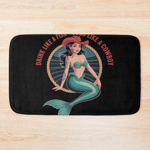 Item preview, Drink Like A Fish Cuss Like A Cowboy - Cowgirl Mermaid designed and sold by heeun.