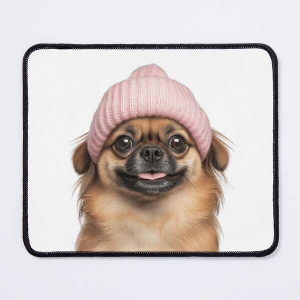 Item preview, Cozy Pekingese dog Wearing Pink Winter Hat Trendy Animal Fashion Artwork designed and sold by LazyOwlStore.
