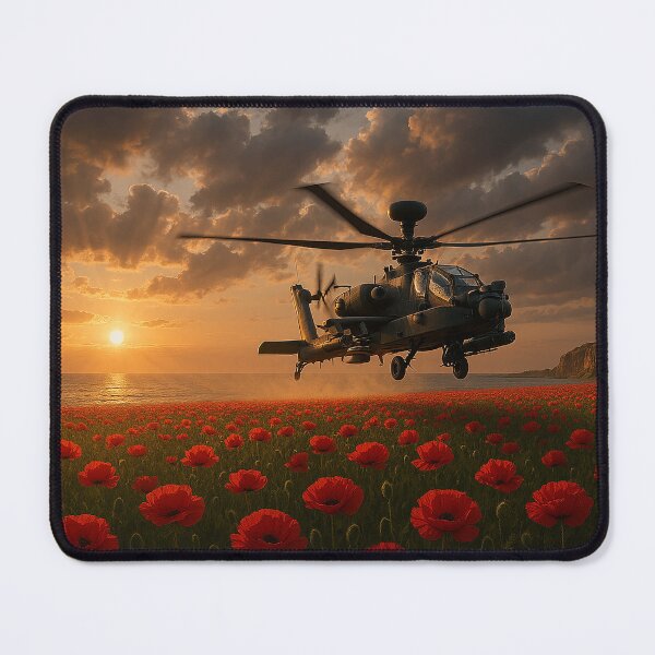 Item preview, Apache Over Poppy Fields designed and sold by Skyframe Aviation.