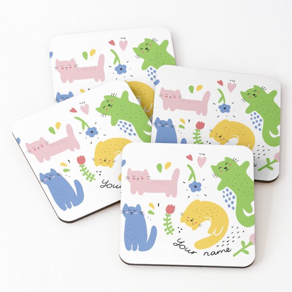 Item preview, Custom Colorful Cat Print – Add Your Name Here | Cute Personalized Cat Art designed and sold by Tattyarts.