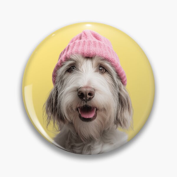 Item preview, Cozy Petit Basset Griffon Vendéen dog Wearing Pink Winter Hat Trendy Animal Fashion Artwork designed and sold by LazyOwlStore.