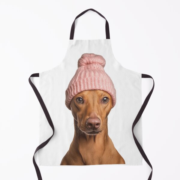 Item preview, Cozy Pharaoh Hound dog Wearing Pink Winter Hat Trendy Animal Fashion Artwork designed and sold by LazyOwlStore.