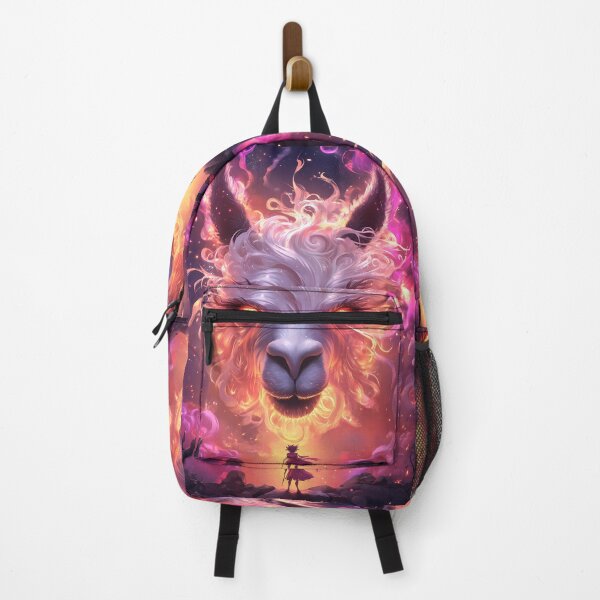 Item preview, Giant Animal Lone Hero Confronting Flaming Llama Spirit in Cosmic Realm designed and sold by GABRIELMURPHY.