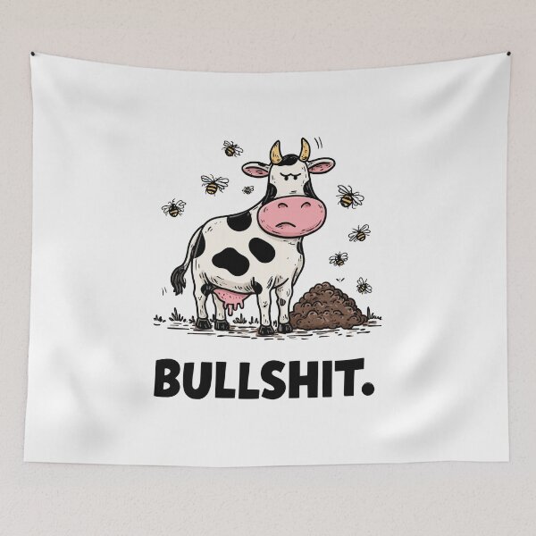 Item preview, Funny meme - Bullshit - Grumpy Cow with Flies designed and sold by hamishby.