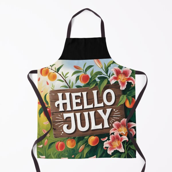 Item preview, Sunny July Welcome – Rustic Wood Sign with Lilies and Ripe Apricots designed and sold by EmeraldeaArt.