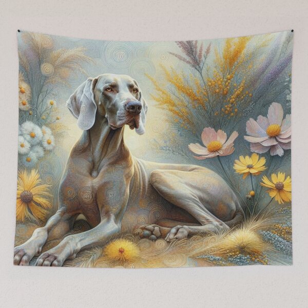 Item preview, Weimaraner in Golden Blooms designed and sold by Wags & Tails.