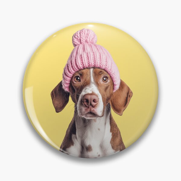 Item preview, Cozy Pointer dog Wearing Pink Winter Hat Trendy Animal Fashion Artwork designed and sold by LazyOwlStore.