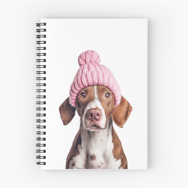 Item preview, Cozy Pointer dog Wearing Pink Winter Hat Trendy Animal Fashion Artwork designed and sold by LazyOwlStore.