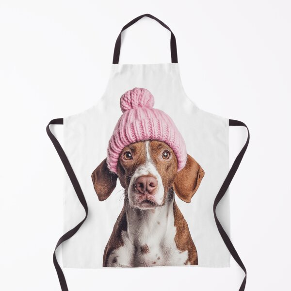 Item preview, Cozy Pointer dog Wearing Pink Winter Hat Trendy Animal Fashion Artwork designed and sold by LazyOwlStore.