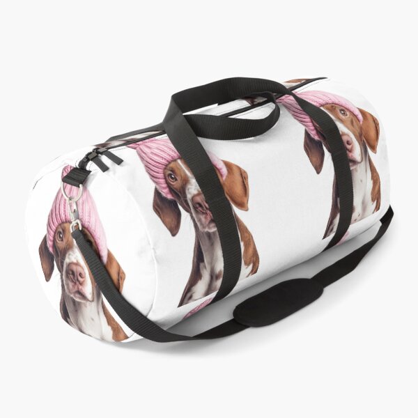 Item preview, Cozy Pointer dog Wearing Pink Winter Hat Trendy Animal Fashion Artwork designed and sold by LazyOwlStore.