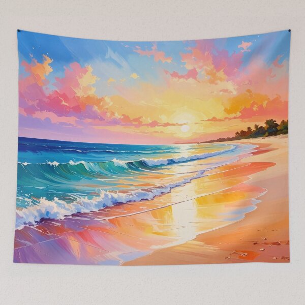 Item preview, Beach at Sunset designed and sold by ArtFactoryAI.
