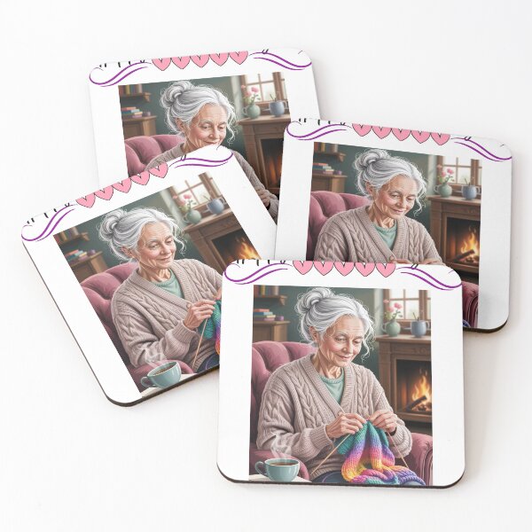 Item preview, Happy Grandma’s Day – Cozy Knitting by the Fire | You Make Life Warmer designed and sold by Benlaniboutique.